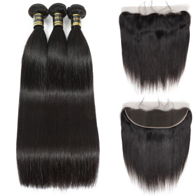 

Amazing Star Brazilian Virgin Hair Straight Hair Bundles with Frontal Human Hair with Frontal Free Part Full&Thick