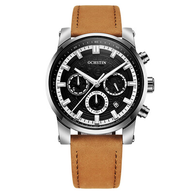 

OCHSTIN Business Men Watch Leather Strap Quartz Sport Wristwatch Calendar Fashion Casual Male Luminous Watches