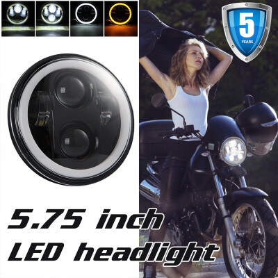 

575 Inch Modified Motorcycle Headlight Full Circle Angel Eye-black