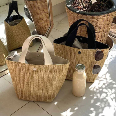 

New Fashion Simple Hollow Beach Bags Women Straw Bag Vintage Knitted Tote Bags Shoulder Bags