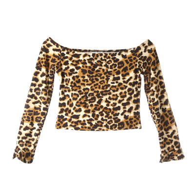 

New Women Off Shoulder Casual Slim Crop Top Leopard Print Tank Top Fashon Blouse