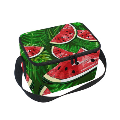 

ALAZA Insulated Lunch Box Watermelons And Tropical Plants Lunch Bag for Men Women Portable Tote Bag Cooler Bag