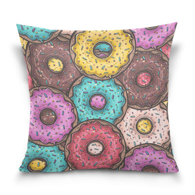 

ALAZA Throw Pillow Cover 16 X 16 inch Cushion Cover with Donuts Printed Pillowcase