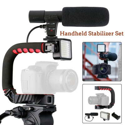 

Willstar NEW Handheld Camera Video Stabilizer Set Bracket Holder Triple Shoe Mount With Video Light Mic for Cameras&Phone