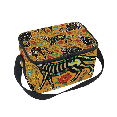 

ALAZA Lunch Box Insulated Lunch Bag Large Cooler Calavera Cats Tote Bag