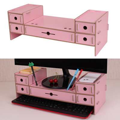 

5 Drawers Monitor Stand Riser Desktop Organizer with Keyboard Storage Slot for Office School Supplies