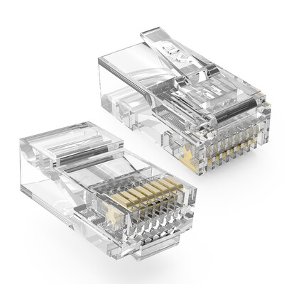 

Tencia TC super five unshielded crystal head pin contact plated 18K gold RJ45 computer crystal head 8P8C network cable connector 100 box TC-P5100