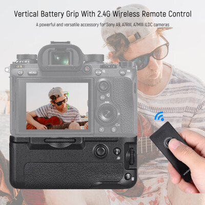 

Vertical Battery Grip Camera Grip With 24G Wireless Remote Control Replacement for VG-C3EM for Sony A9 A7RIII A7MIII ILDC Cameras