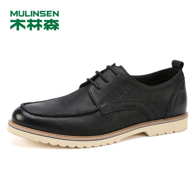 

Mulinsen Fashion City Casual Youth Trend Mens First Layer Leather Lace Up Sneakers Black 38 SS97313