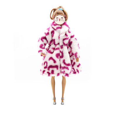 

Fashion Clothes for Doll Leopard-printed Plush Coat Doll Clothes Accessory for Kids Toy Present