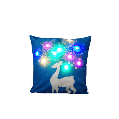 

Pillow Cover LED Light Printing 45x45 Linen Pillowcase Gift Decor for Christmas Party Sofa Office