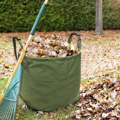 

Willstar 1PCS Garden Waste Bag Heavy Duty Military Canvas Fabric Leaf Bag with Handles-Gre