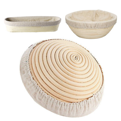 

Handmade Linen Round fermentation bread basket Natural rattan dough interlining