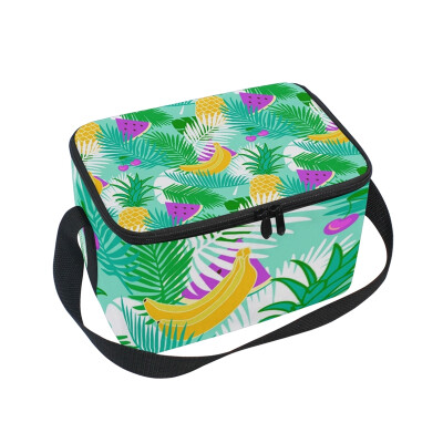 

ALAZA Insulated Lunch Box Watermelon Slice Pineapple Lunch Bag for Men Women Portable Tote Bag Cooler Bag