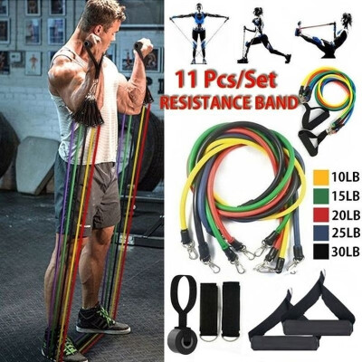 

11 Pcs Fitness Rubber Loop Tube Set Yoga Exercise Resistance Bands Gym Pilates Yoga Brick Workout Men Bands