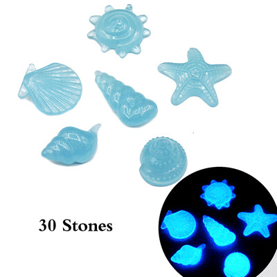 

30pcsBag DIY Home Decor Luminous Sea Conch Shell Starfish Colorful Glow in Dark Pebbles Rocks Stone for Aquarium Fish Tank