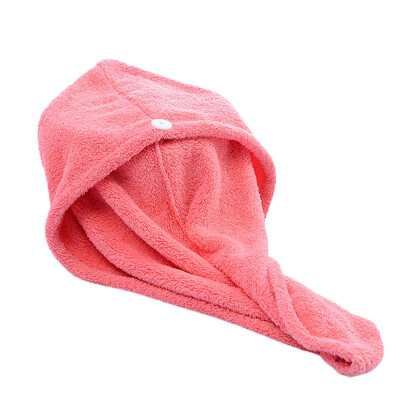 

Home Womens Bathroom Super Absorbent Quick-drying Velvet Fabric Hair Towel Bath Dry Cap Solid Towel