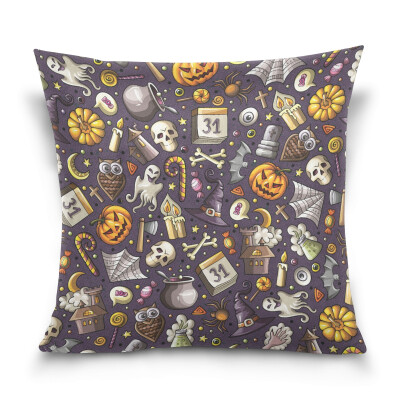 

ALAZA Throw Pillow Cover 16 X 16 inch Christmas Gift Cushion Cover with Cartoon Halloween Printed Pillowcase