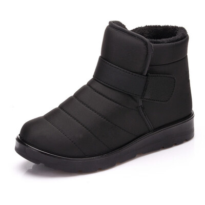 

New Fashion Men Boots High Quality Waterproof Ankle Snow Boots Shoes Warm Fur Plush Hook & Loop Winter Shoes Free Shipping