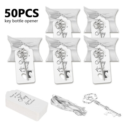 

50pcs Wedding Party Key Bottle Opener with Tag Paper Candy Bag Wedding Party Decorations