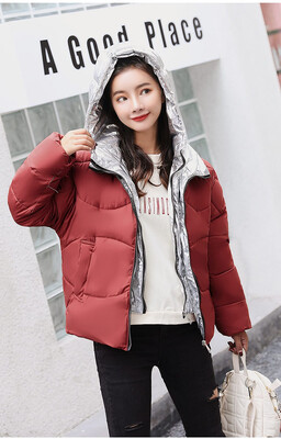 

2018 autumn&winter new false two down cotton jacket female fashion printing short style student cotton-padded jacket