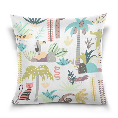 

ALAZA Throw Pillow Cover 16 X 16 inch Christmas Gift Cushion Cover with Cute Jungle Animals Printed Pillowcase