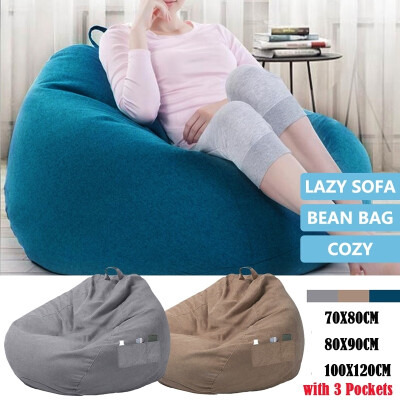 

New Large Bean Bag Sofa Cover Lounger Chair Sofa Ottoman Seat Living Room Furniture Cover with 3 Pockets