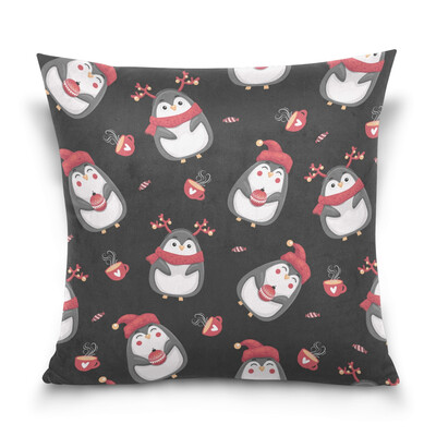 

ALAZA Throw Pillow Cover 16 X 16 inch Christmas Gift Cushion Cover with Pattern With Penguins Printed Pillowcase
