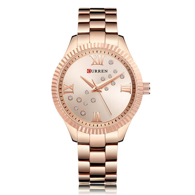 

CURREN 9009 Women Watch Quartz Movement Crystal Wrist Watch Simple Causal Gift for Women