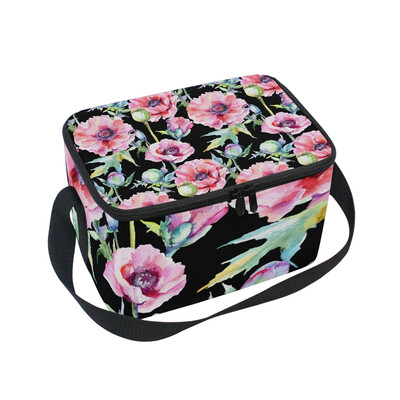 

ALAZA Lunch Box Insulated Lunch Bag Large Cooler Tote Bag Pink Oil Flowers for Men Women Girls Boys