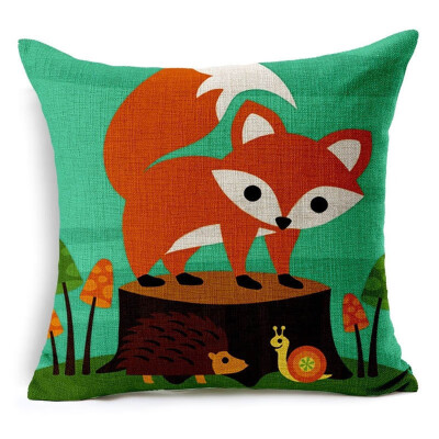 

Christmas Nordic Pillowcase lovely animal fox Decorative Cotton Linen Throw Pillow cover Cojines almofada