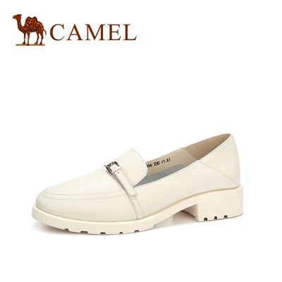 

Camel CAMEL ladies retro modern leather word with buckles set foot shoes A91896604 rice apricot 36