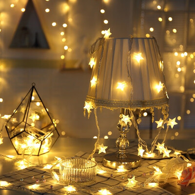 

Many memories of Christmas decorations star lights stars flashing lights Christmas decorations holiday room layout wall decoration small lights warm white - 15 meters 10 lights battery models