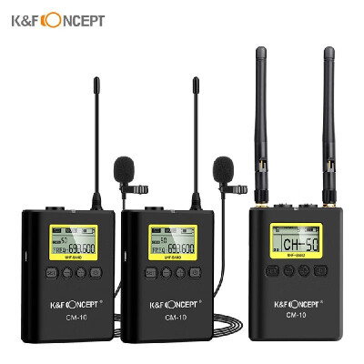 

K&F CONCEPT Professional Wireless Video Recording Lavalier Lapel Microphone Mic System 2 Transmitter 1 Receiver UHF Dual-Chann