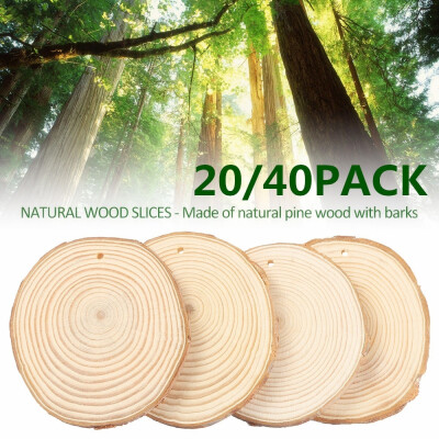 

Fuyit Natural Wood Slices 20 Pcs 9-10cm Drilled Hole Unfinished Log Wooden