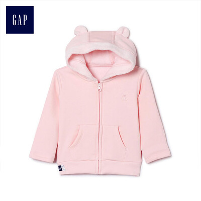 

GAP flagship store newborn basic hooded zipper long-sleeved sweater 400005 light pink 0-3M