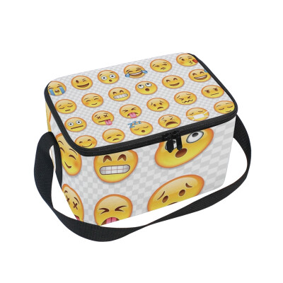 

ALAZA Lunch Box Insulated Emoticon Face Lunch Bag Large Cooler Tote Bag for Men Women