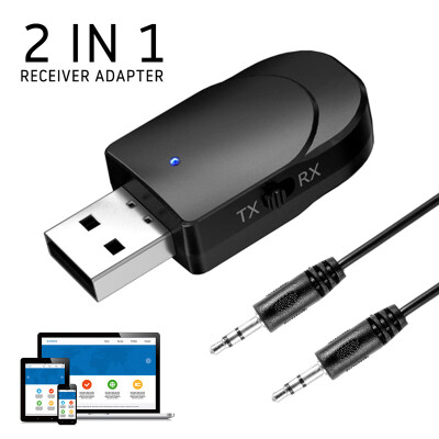 

USB Bluetooth 50 Transmitter Receiver 2 in 1 Adapter 35mm AUX for TV PC Headphones Home Stereo Car Audio