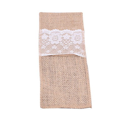 

Natural Burlap Lace Tableware Bags Utensil Holders Knifes Forks Bag Party Bridal Shower Wedding Cutlery Pouch