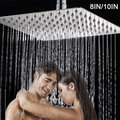 

810 Inch Square Stainless Steel Ultra-thin Top Spray Pressurized Large Shower Head Rainfall Bath Overhead Sprayer Faucet