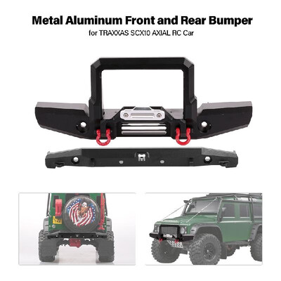 

Metal Aluminum Front&Rear Bumper Set with 4LED Lights Trailer Tail Hook for TRAXXAS SCX10 AXIAL RC Car