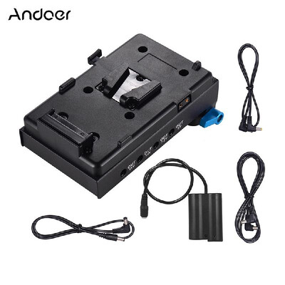 

Andoer V Mount V-lock Battery Plate Adapter with 15mm Dual Hole Rod Clamp EN-EL15 Dummy Battery Adapter for BMCC BMPCC Nikon D850