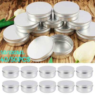 

5040302010Pcs 50100ML Screw Top Round Metal Lip Balm Cream Tins Containers