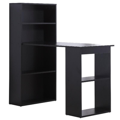 

47" Modern Computer Desk&Bookshelf Set Home Office with 6-tier Hutch - Black