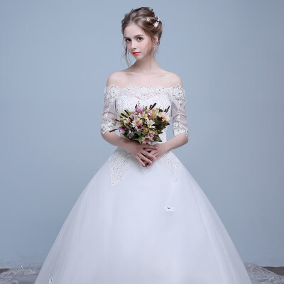 

2018 new style long trailing wedding dresses hot sale Korean version Sexy Long Train A032