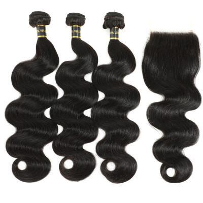 

Amazing Star Brazilian Virgin Hair Bundles with Closure Body Wave with Closure Human Hair with Closure Free Part Natural Color