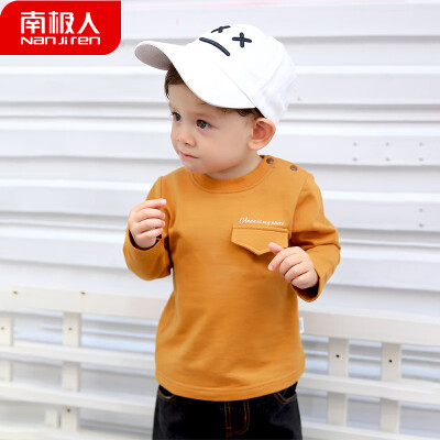 

Antarctic Nanjiren childrens sweater 2019 new boy spring&autumn shirt female baby bottoming shirt baby long-sleeved out clothing solid color small printing - brown 100