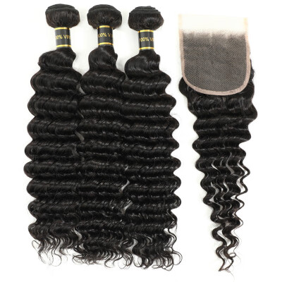 

Amazing Star Deep Wave with Closure Deep Wave Bundles with Closure Brazilian Virgin Hair Crochet Lace Closure with Bundles