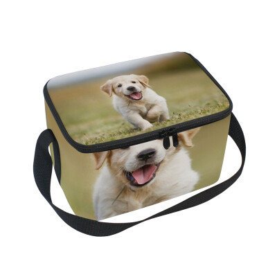 

ALAZA Lunch Box Insulated Lunch Bag Large Cooler Happy Golden Retriever Puppy Tote Bag