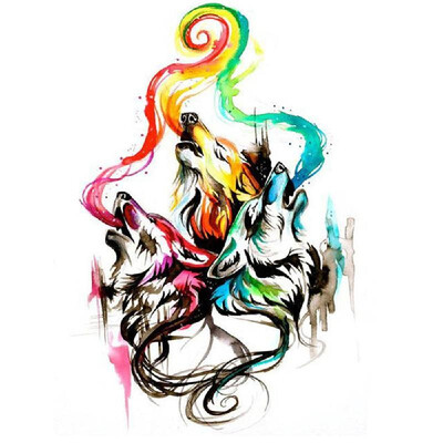 

DIY Diamond Painting Colorful Three Animal Wolf Heads Embroidery Decor Handcraft Gifts Round Full Diamond 3040cm